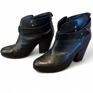 Rag & Bone Black Leather Heeled Ankle Boots US 6 EU 36 - Made in Italy